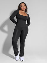 Shapewear | One-Piece Jumpsuit | Flared Legs | Square Neck