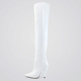 Over the Knee Boots | Slouchy Fit | White Boots Leather Look | Pointed Toe
