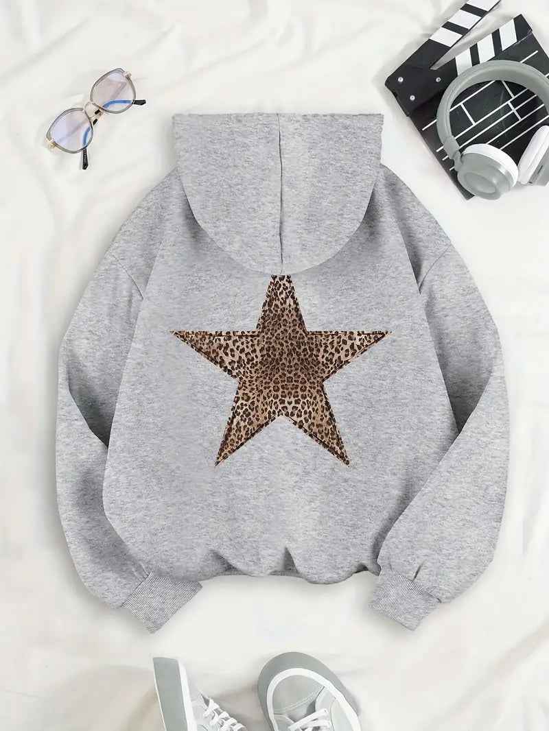 Women’s Oversized Hoodie with Star Back Design | Casual Ladies Sweatshirt