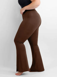 Wholesale High-waisted Abdominal Control Front Slit Flare Legging