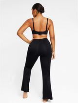 Wholesale High-waisted Abdominal Control Front Slit Flare Legging