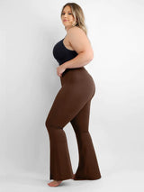 Wholesale High-waisted Abdominal Control Front Slit Flare Legging