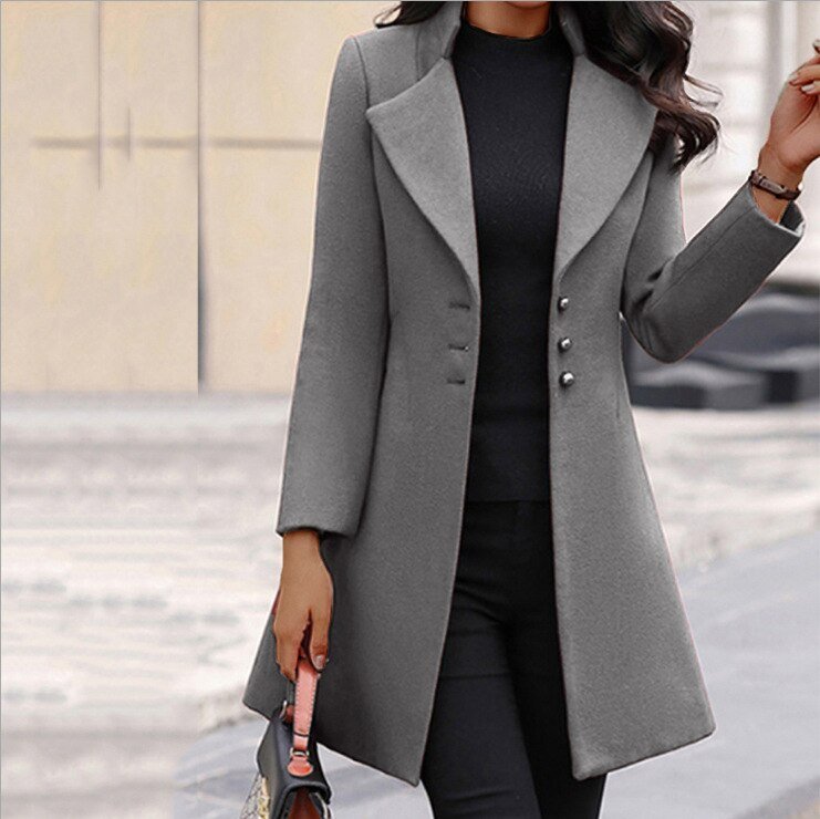 Women’s Elegant Long Coat | Classic Winter Outerwear | Stylish Casual Layer | Versatile Warm Jacket