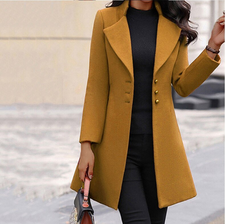 Women’s Elegant Long Coat | Classic Winter Outerwear | Stylish Casual Layer | Versatile Warm Jacket