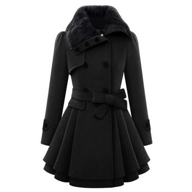 Women’s Gothic Black Coat in Long Winter Style | Elegant Ladies Overcoat