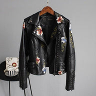 Women’s Leather Jacket | Black Faux Leather Zip Up Stylish Winter Coat