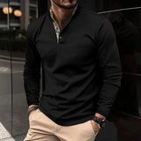 Men’s Long Sleeve Polo Shirt | Half-Button Placket | Smart Casual Style | Lightweight Layer