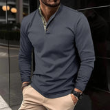 Men’s Long Sleeve Polo Shirt | Half-Button Placket | Smart Casual Style | Lightweight Layer