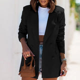 Women’s Long Blazer in Tailored Double Button Style | Elegant Formal Jacket